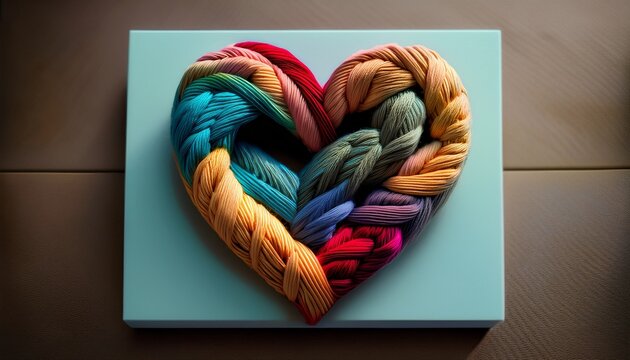 heart shaped braided yarn display