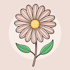 Simple Daisy Line Art with Soft Colors – Delicate Floral Vector Illustration