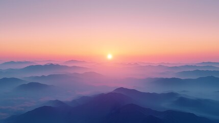 Fototapeta premium Panoramic sunrise from a mountain peak in Korea
