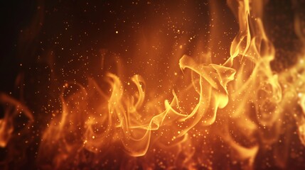 Fototapeta premium Flames flicker against a backdrop of darkness