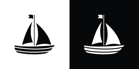 Sailboat icon black silhouette for web, and mobile app
