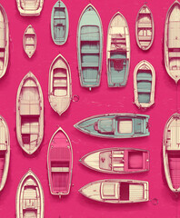 Vintage Boats Seamless Texture Pattern - Perfect Repeat	

