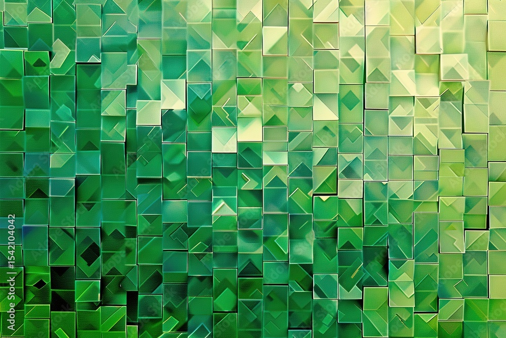 Poster geometric design featuring shades of green creating an abstract and modern visual effect