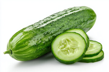 close up of  cucumber and slices isolated