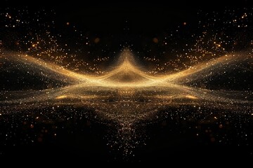 Golden particles in cosmic display Shimmering celestial dust with black backdrop
