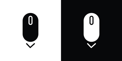 Scroll down computer mouse icon black silhouette for web, and mobile app