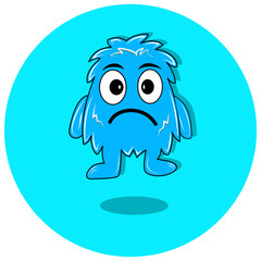 A blue monster with a calm or slightly gloomy facial expression, yet still adorable. This clean and modern design is ideal for children's illustrations, digital media, or branding 