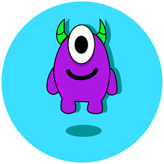 A unique one-eyed purple monster illustration with a modern and minimalist design. This character is very appealing and can be used to add a touch of fantasy or uniqueness to your design projects.