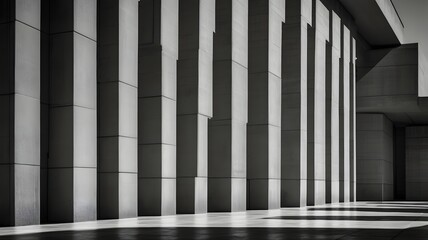 Naklejka premium Monochromatic architectural columns with shadows and light play