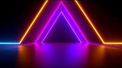 Colorful Neon triangle green move in loopable - Powered by Adobe