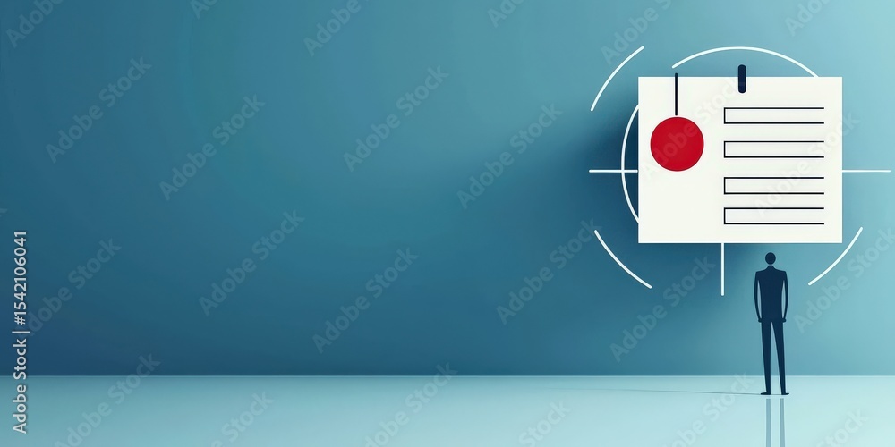 Poster productivity tools management minimalist concept. a person standing in front of a document with a ta