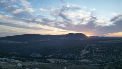 Sunset view in the Galilee Mountains in the Holy Land