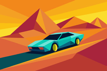 retro car on the road