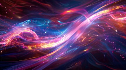 Fototapeta premium Mauve light trails dance across an abstract backdrop painting it with colorful luminescence