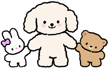 강아지 토끼 곰 캐릭터 손그림 일러스트 © titi.drawing