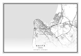Haifa Israel Map Art