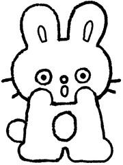 놀란 토끼 캐릭터 색칠공부용 드로잉