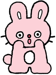 깜짝 놀란 토끼 캐릭터 리액션 이모티콘 © titi.drawing