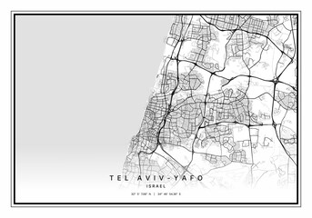 Tel Aviv Israel Map Art