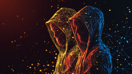 Hacker are planning to hack and attack networks and cyber security , innovative digital city with connection network reciprocity future wireless digital city and social media networking