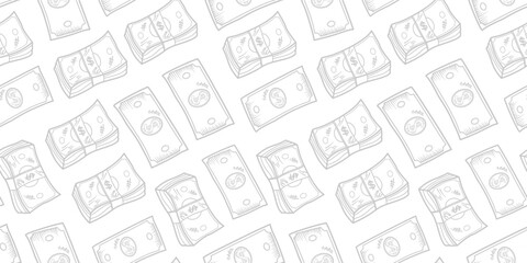 US dollar pattern background. Seamless pattern of the symbols of dollar currency background. Dollar sign pattern background. Dollar Doodle seamless pattern background.	
