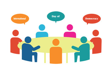  Civil Discourse Vector – People Debating at Round Table with Diverse Opinions in Speech Bubbles.