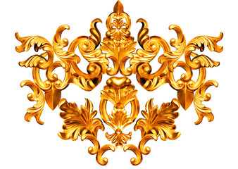 Golden baroque and  ornament elements