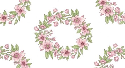 Obraz premium Gentle Pink Floral Arrangements Isolated on White Background Art