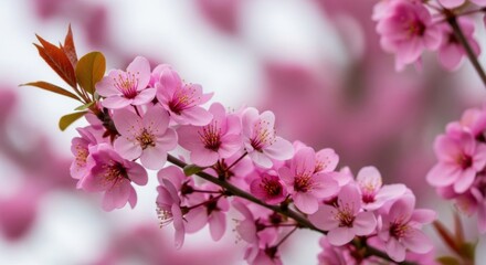 Obraz premium Delicate Pink Cherry Blossoms Blooming in Springtime