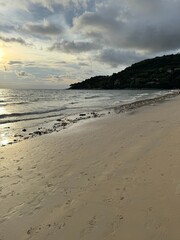 Plastic Trash and Pollution on Karon Beach, Phuket, Thailand at Sunset