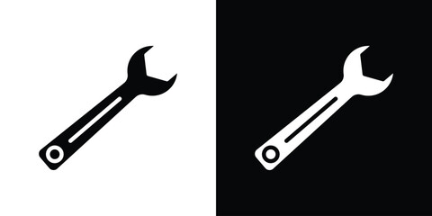 Wrench icon black silhouette for web, and mobile app