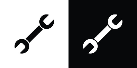Fototapeta premium Wrench icon black silhouette for web, and mobile app