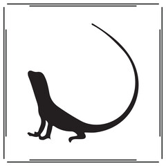 Lizard Silhouette Isolated on White Background – Black Reptile Icon for Logo, Stencil, Clip Art, Wildlife Decor, Vector Animal Symbol, Nature Design, Exotic Pet Element

