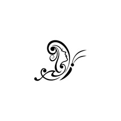 abstract butterfly woman face logo