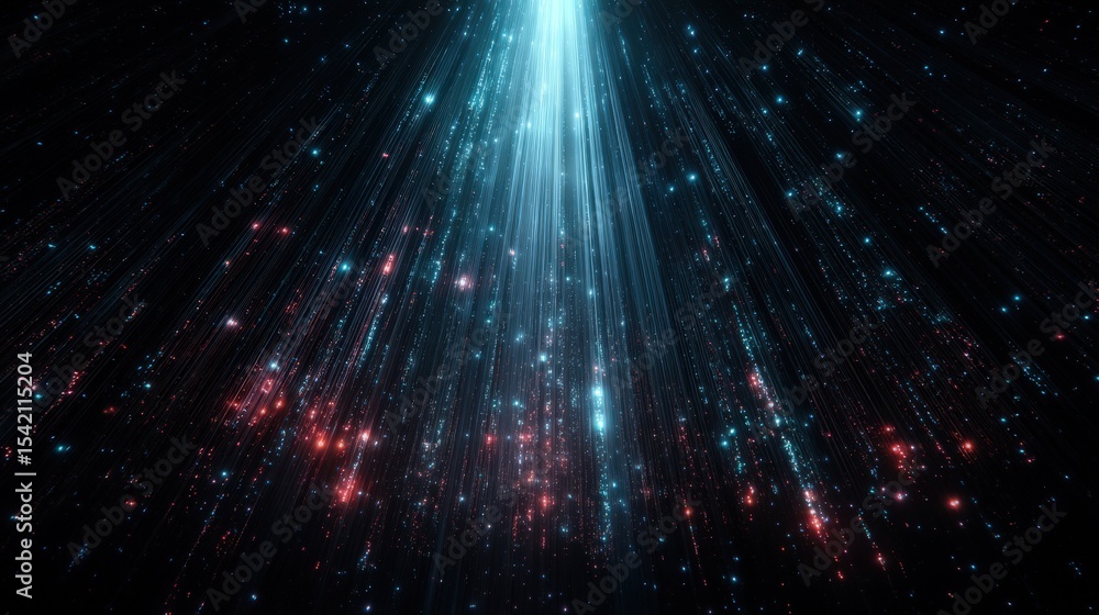 Aufkleber stunning display of light rays with sparkling stars in a cosmic atmosphere during daytime