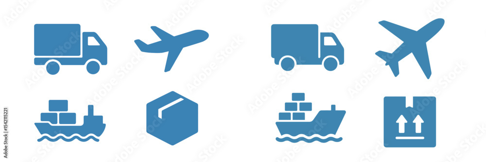 Aufkleber various transportation icons representing logistics and delivery methods across different modes of t