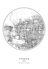 Tehran Iran Circle Map Art