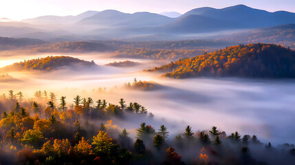 Foggy Valley with Emerging Peaks