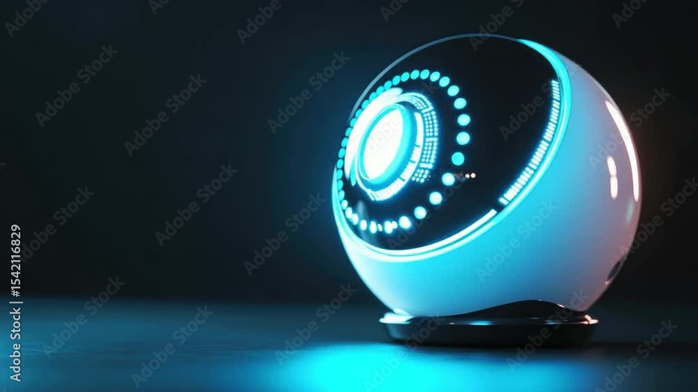 Poster modern futuristic robotic device with sleek design and glowing light on dark background transparent 