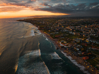 Aerial viev from Canggu, Sunset in Bali