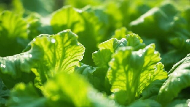 Vibrant Green Lettuce Leaves Close-Up