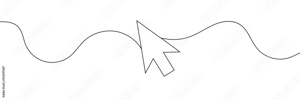 Aufkleber continuous drawing of cursor arrow. one line icon of cursor arrow. one line drawing background. vect