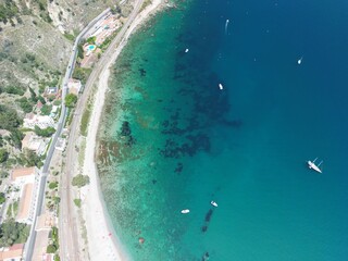 Taormina - Sycylia - Włochy - widok z drona na miasto położone w górach
