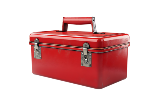 Red Toolbox isolated on transparent background.