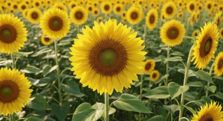 Obraz premium A Vast Field of Sunflowers Blooming Under Bright Sunshine
