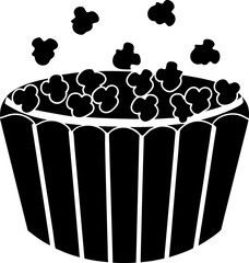 black and white drawing of a popcorn icon (1).eps