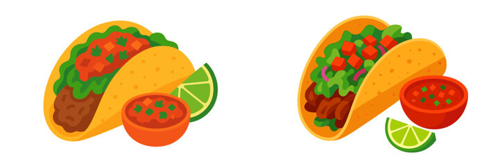 Delicious tacos with fresh ingredients and vibrant salsa served with lime wedges