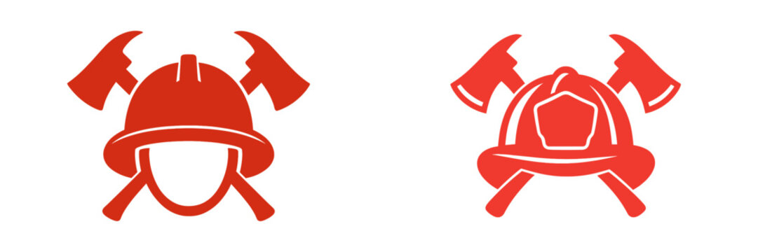 Firefighter helmet and crossed axes emblem representing bravery and service in emergency situations