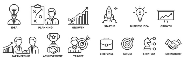 Exploring concepts of growth and partnership in business strategy through visual icons and symbols