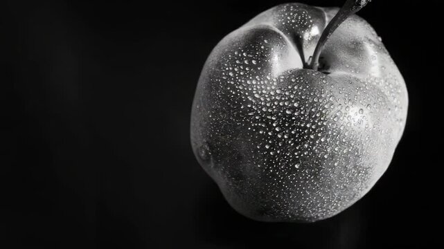 Fresh ripe apple with a dusting of sparkling sugar particles.